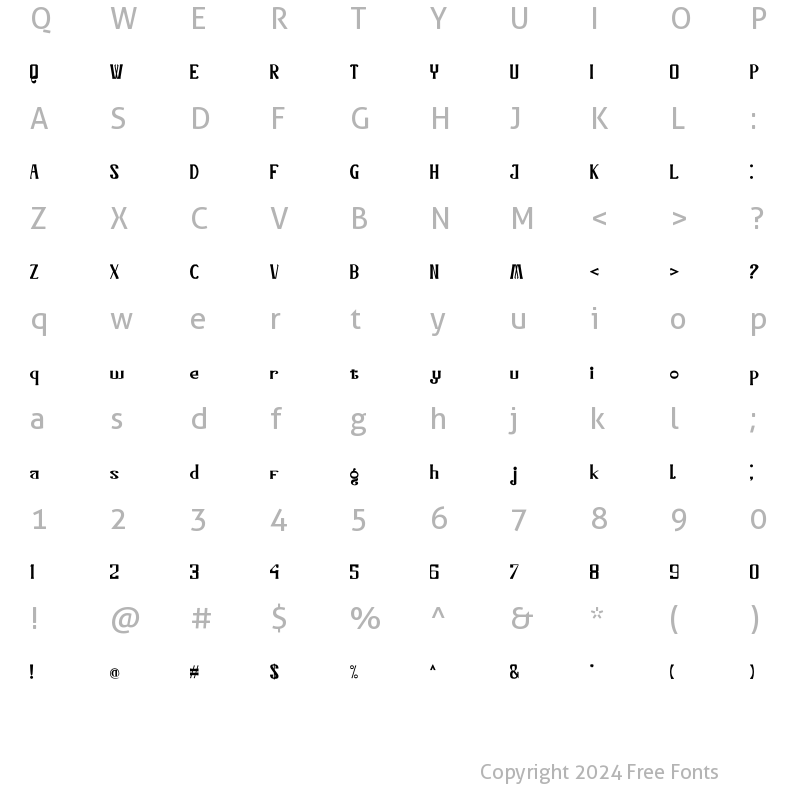 Character Map of Bonnitta Combine Italic