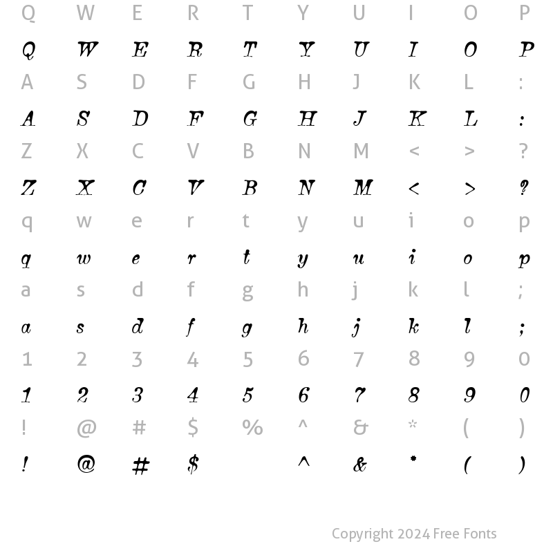 Character Map of Bonsai Regular