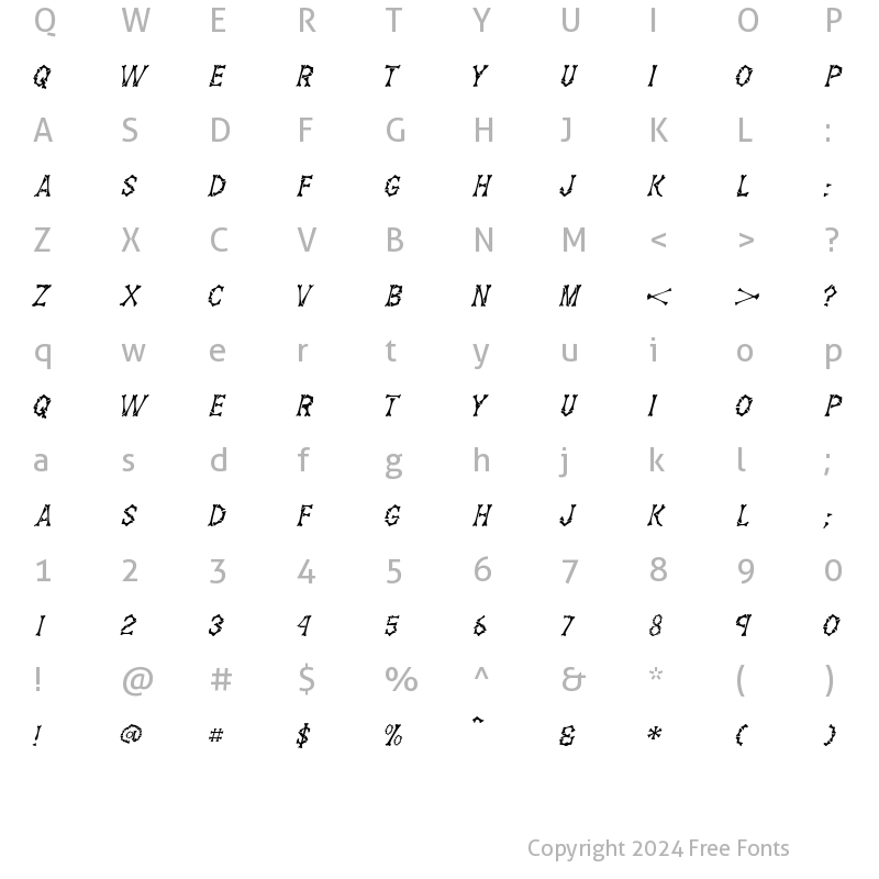 Character Map of BonzCapsSSK Italic