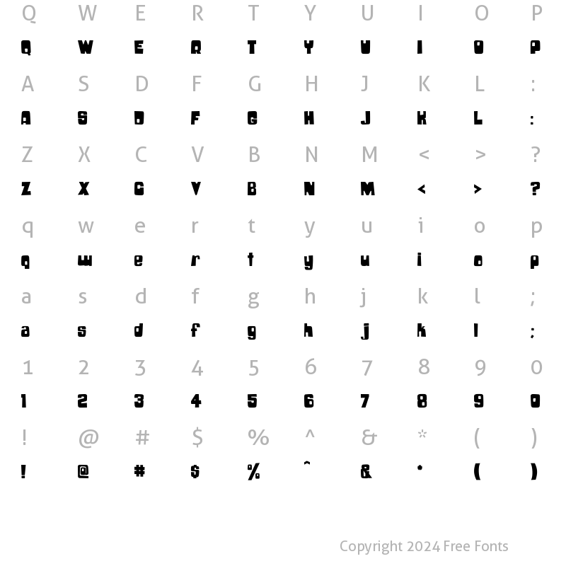 Character Map of Boochie Regular