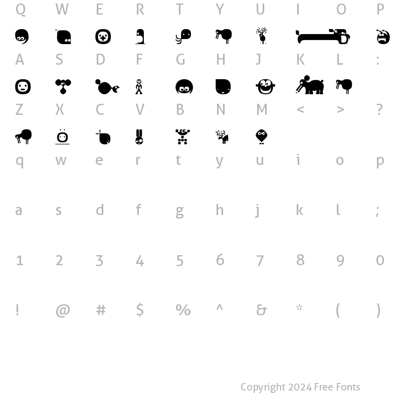 Character Map of Boodudes Regular