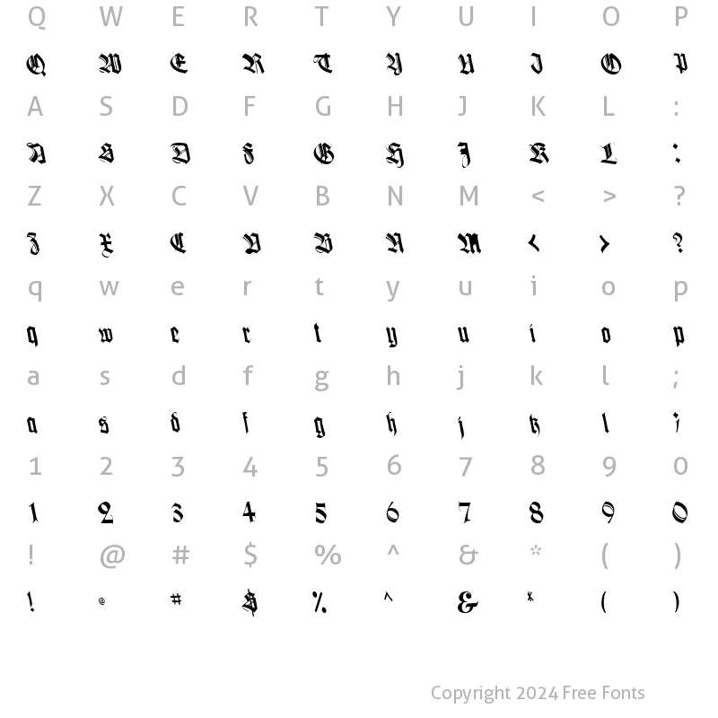 Character Map of Boogie Bold