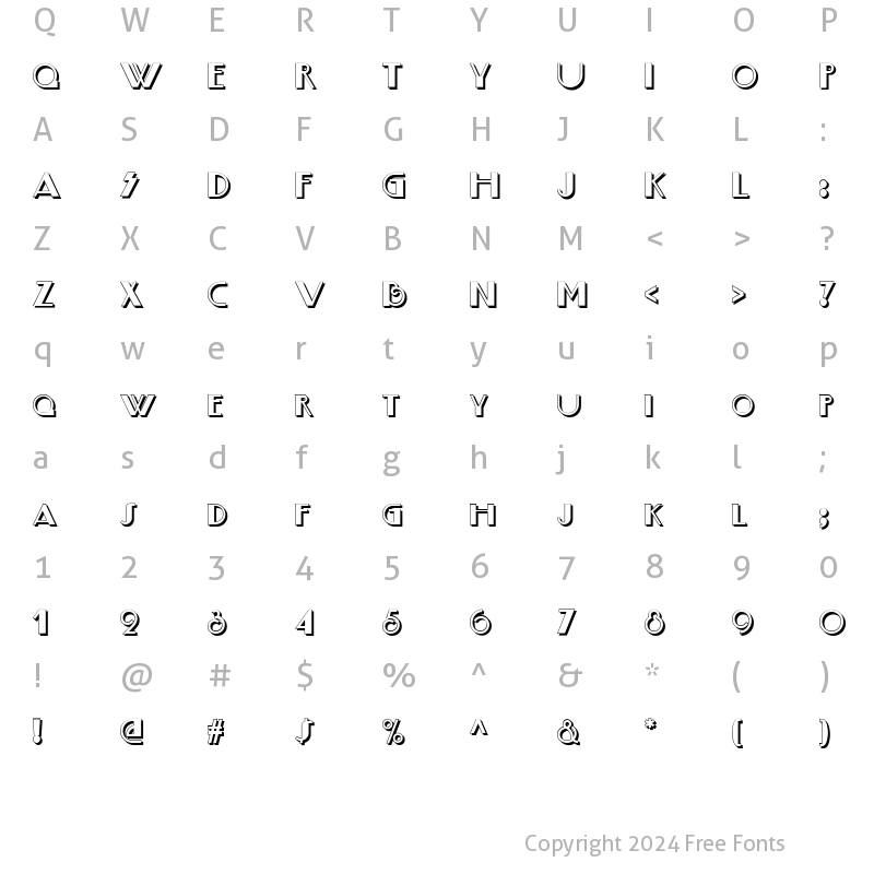 Character Map of Boogie Nights ShadowNF Regular