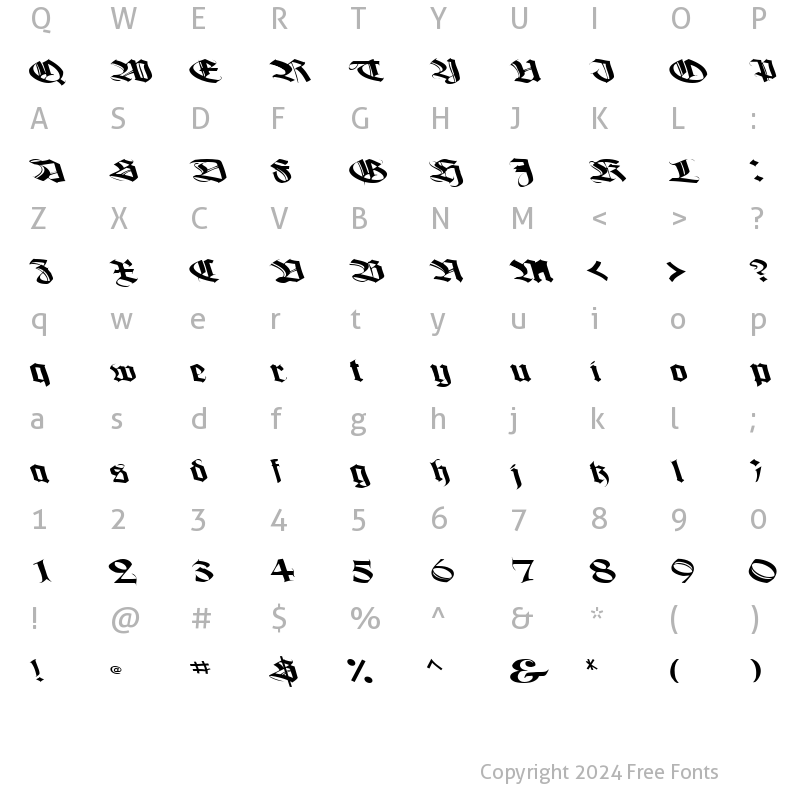 Character Map of Boogie ttnorm Bold