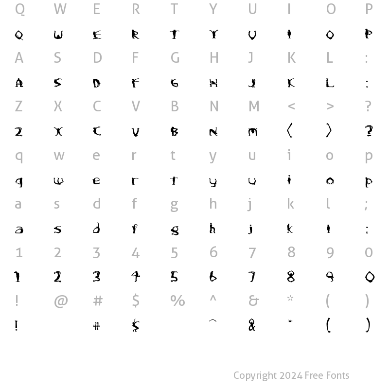 Character Map of Boogieman Regular