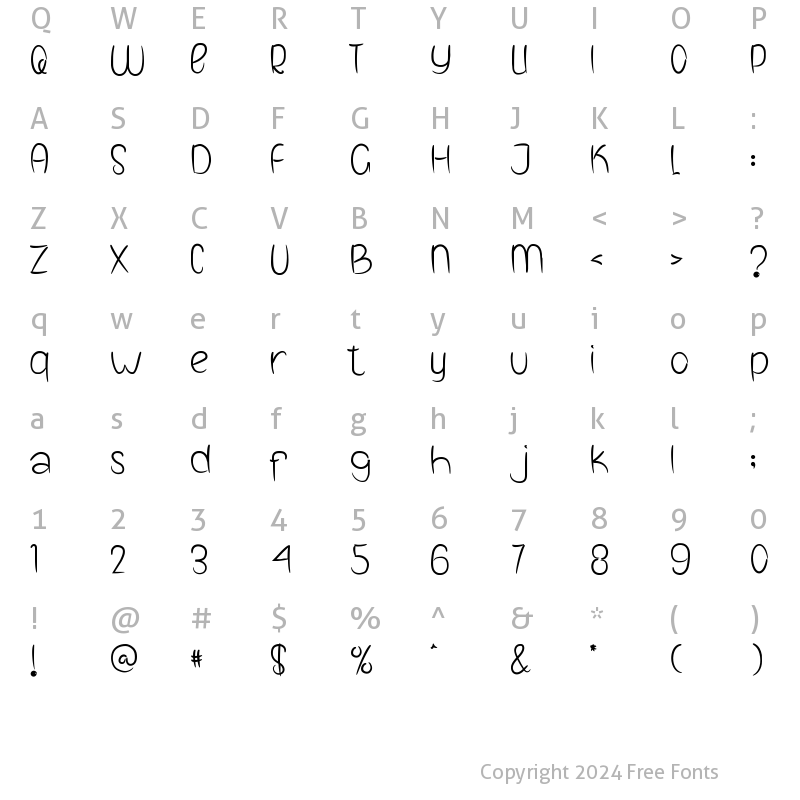 Character Map of BOOK LINE Regular