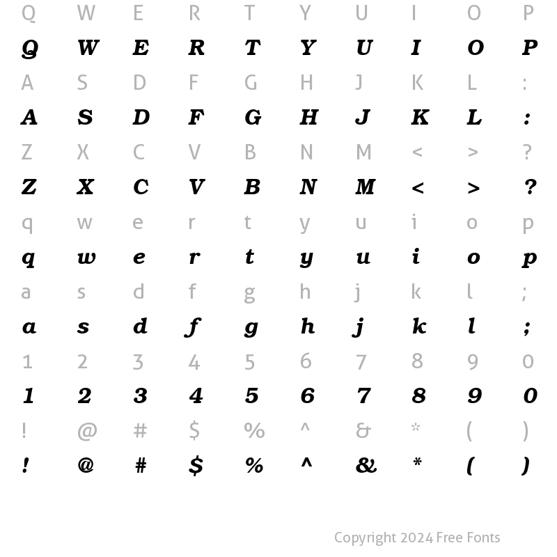 Character Map of Bookman BoldItalic