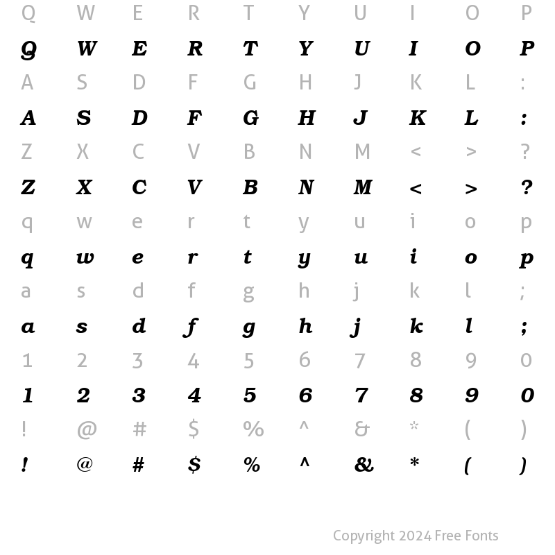 Character Map of Bookman CE Bold Italic