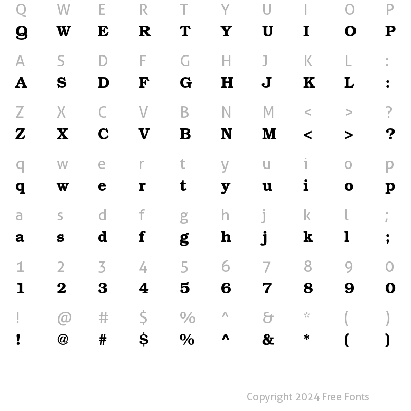 Character Map of Bookman ITC Std Demi