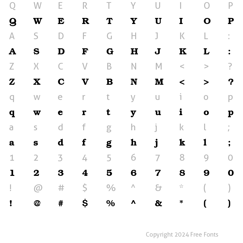 Character Map of Bookman LT Light Bold