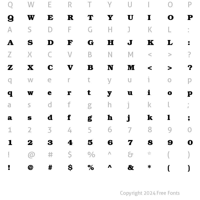 Character Map of Bookman LT Medium Bold