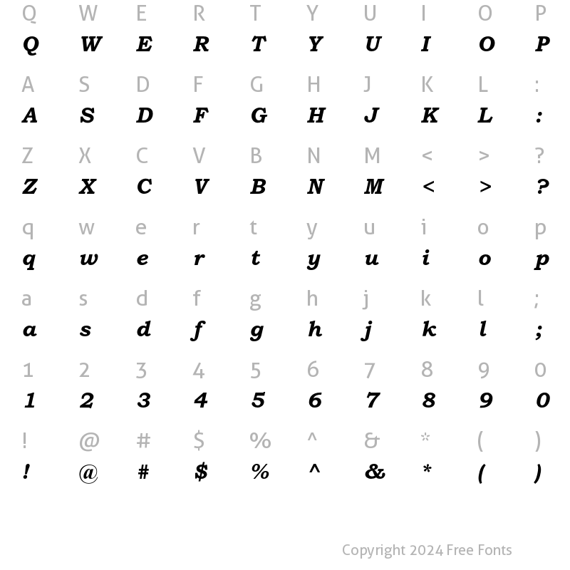 Character Map of Bookman Old Style Std Bold It