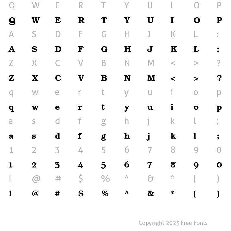 Character Map of Bookman OsF Bold