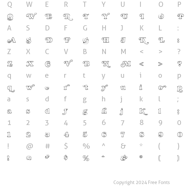 Character Map of Bookman Outline Swash Regular