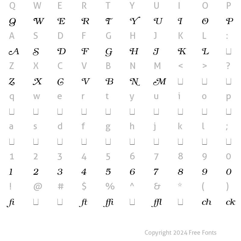 Character Map of Bookman Profi Italic