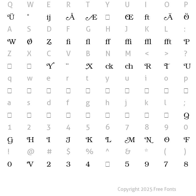 Character Map of Bookman Profi Regular