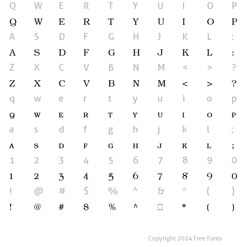 Character Map of Bookman SC Regular