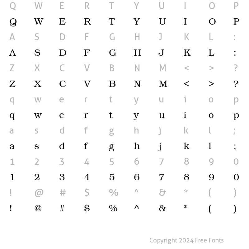 Character Map of BookmanCTT Regular