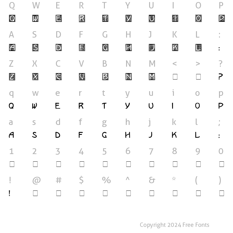 Character Map of BookPlate Regular