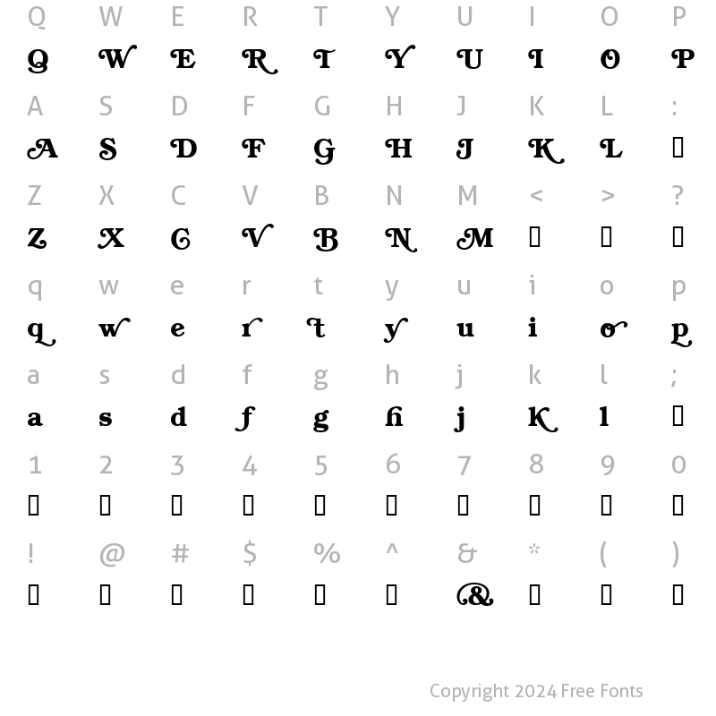 Character Map of BookwomanSwash DemiSH