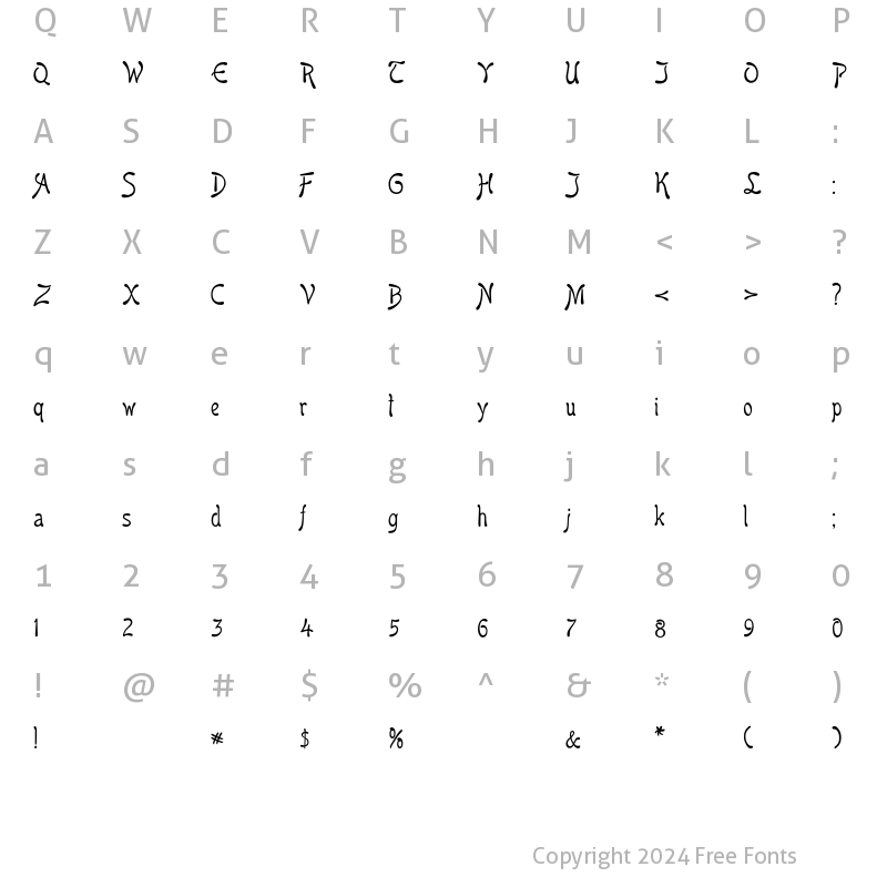 Character Map of Boomerang Regular