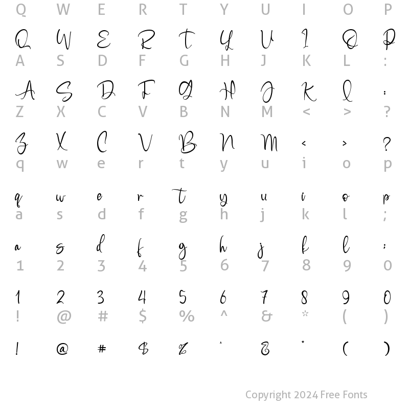 Character Map of Boomolla Regular