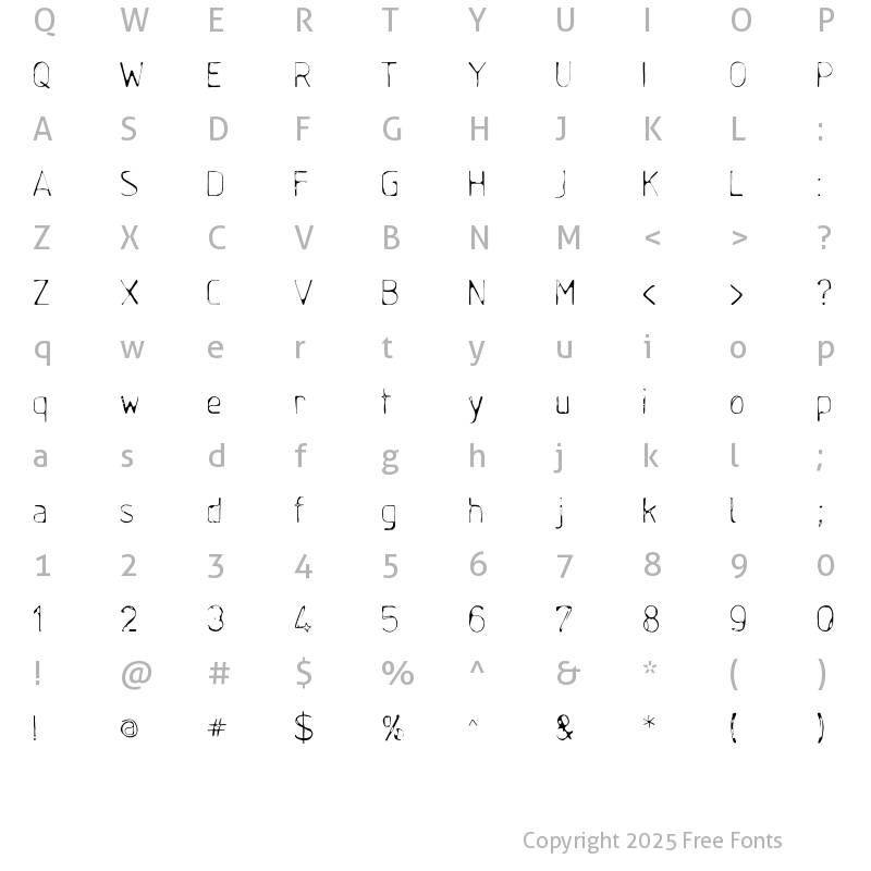 Character Map of Boomshanker Light Regular