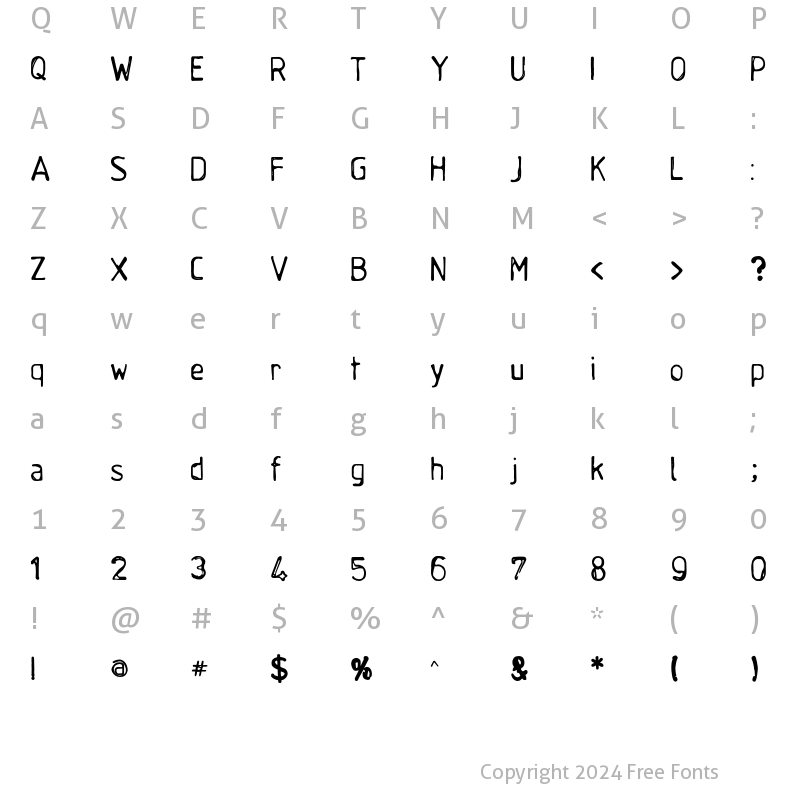 Character Map of Boomshanker Solid Regular