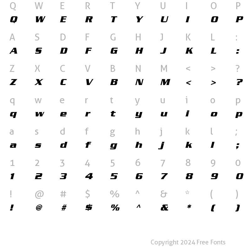 Character Map of Boost SSi Bold Italic