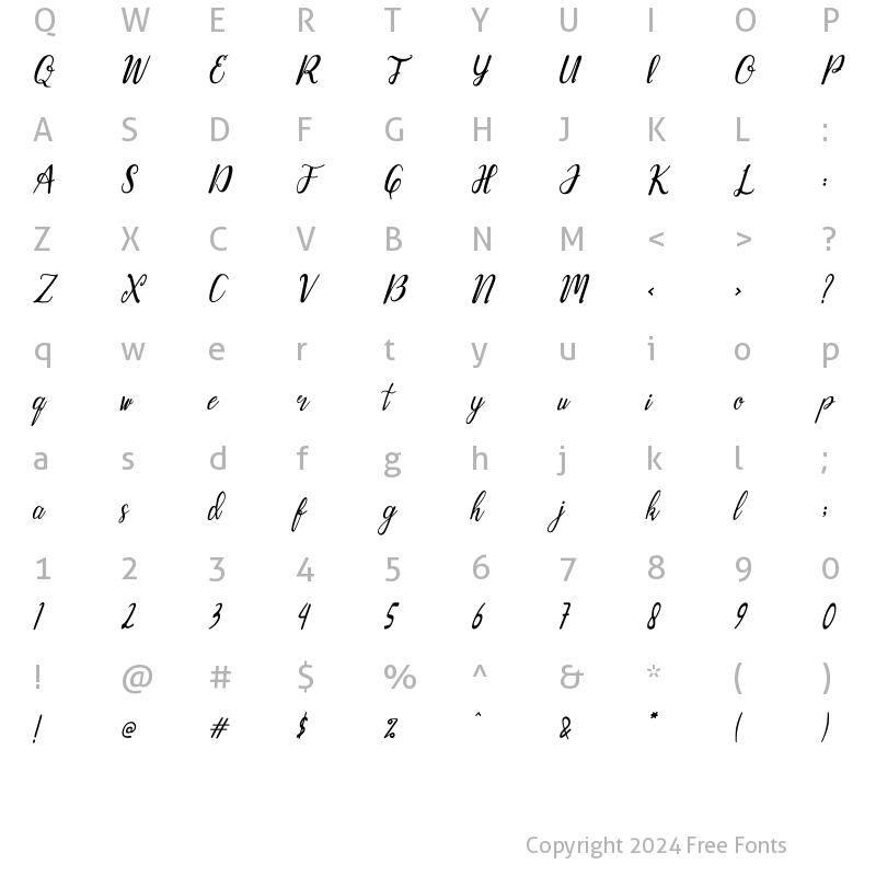 Character Map of Boostany Standard