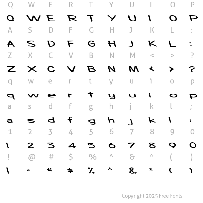 Character Map of BoosterRocketLight83 Bold