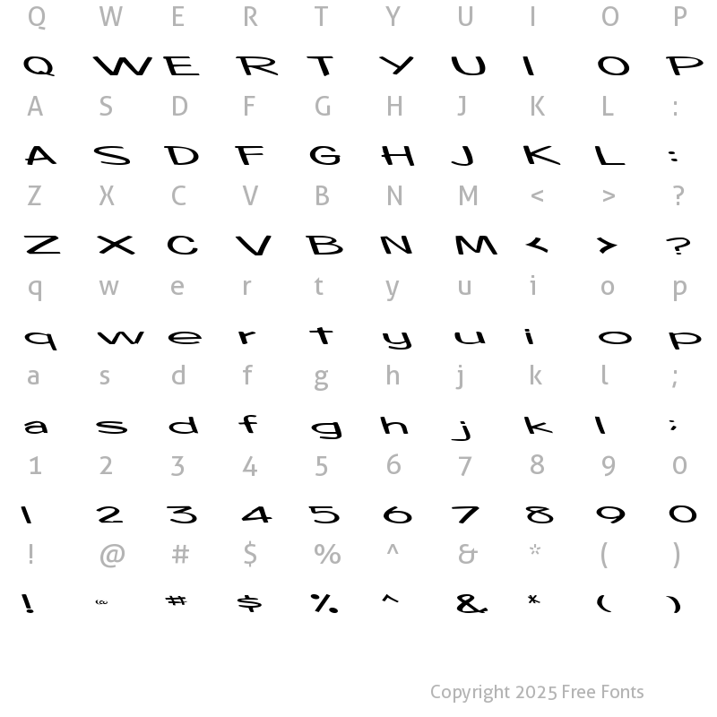 Character Map of BoosterRocketLight83 ttext Regular