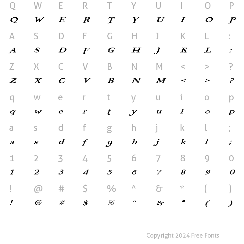 Character Map of Booter - One One Regular