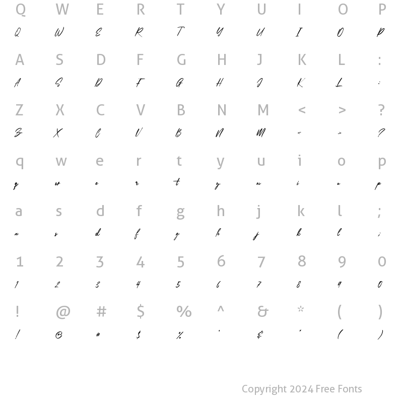 Character Map of Bootleg Hayes Regular