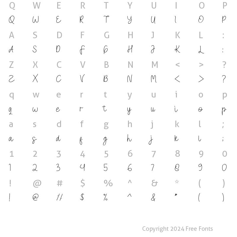 Character Map of Bootterfly Regular