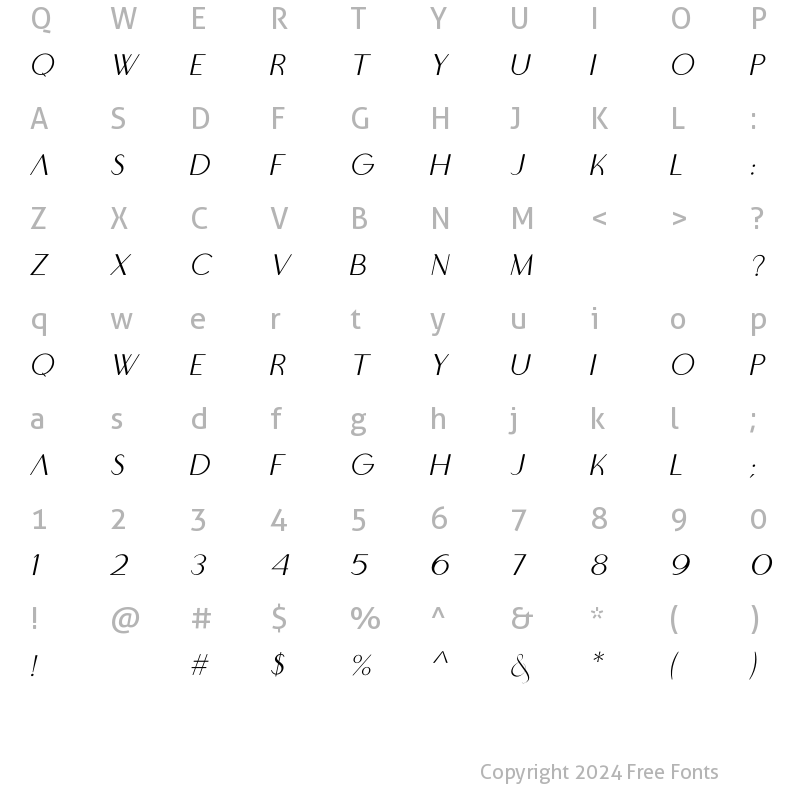 Character Map of BOOWIE italic Italic