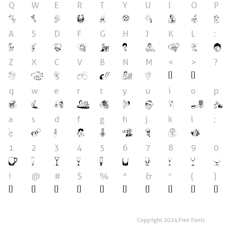 Character Map of BoozeBats Regular