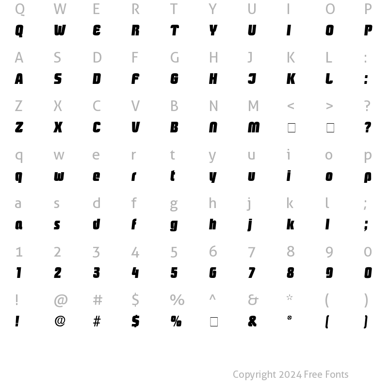 Character Map of Boozle Display SSi Italic