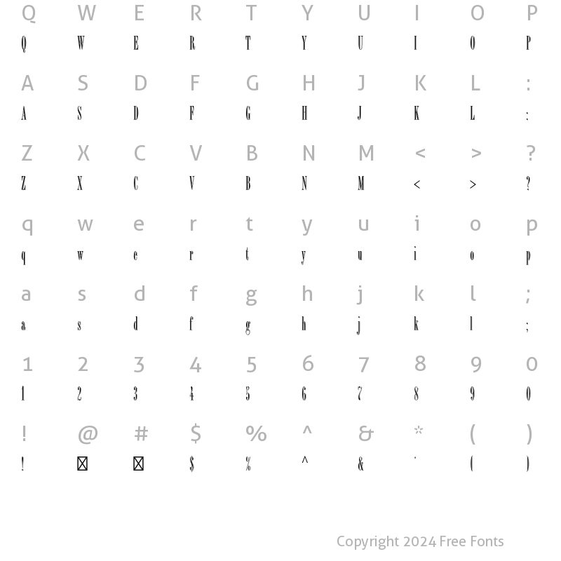 Character Map of Bordeaux Display Std Regular