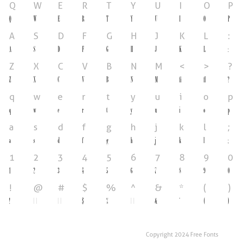 Character Map of Bordeaux Roman LET Plain