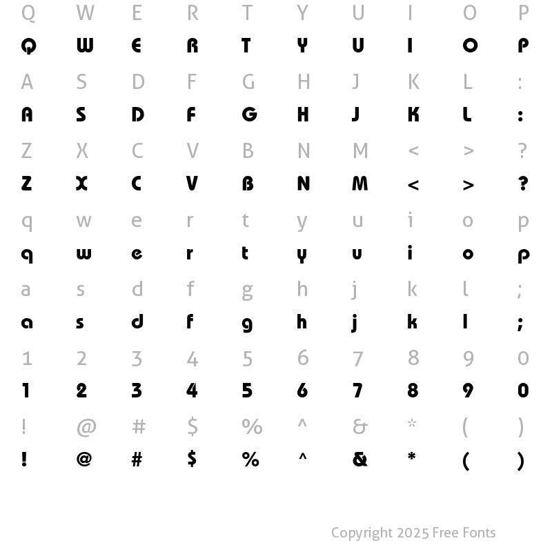 Character Map of BordeauxHeavy Regular