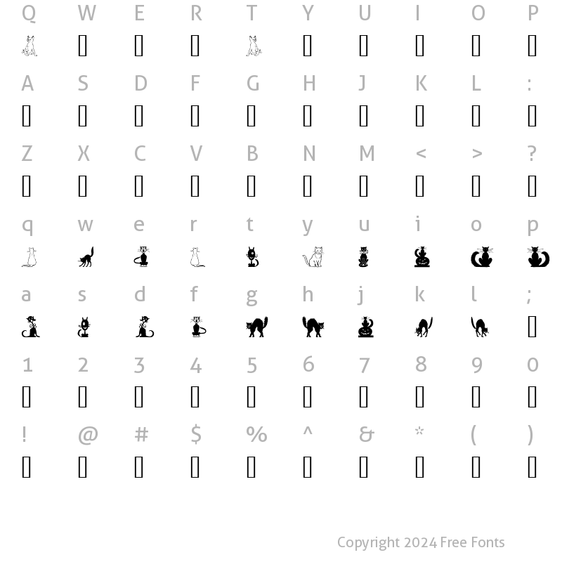 Character Map of Border Cats Regular