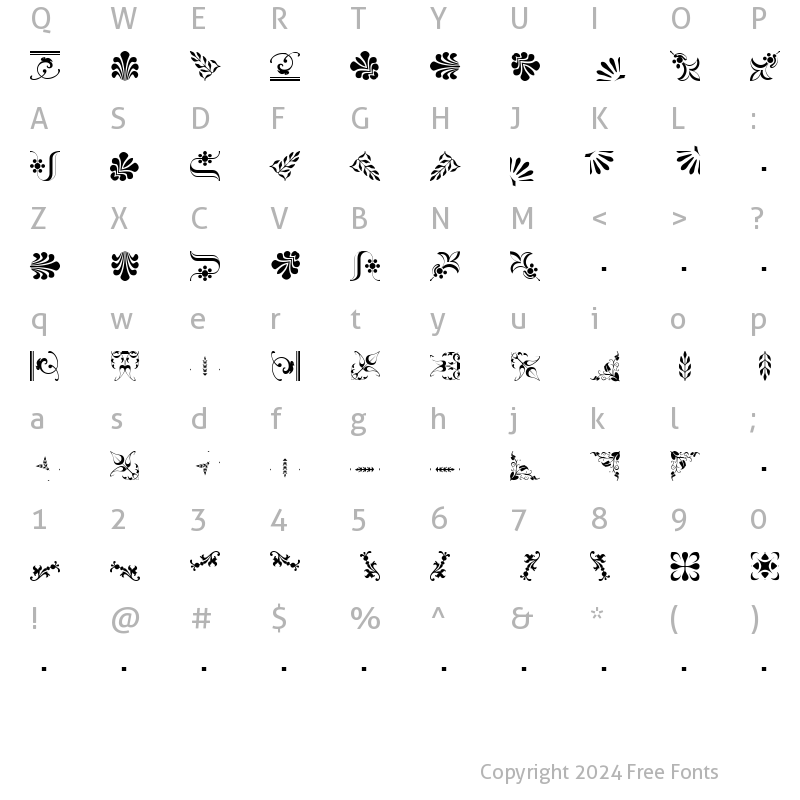 Character Map of Borderbats-Fleur2 Regular