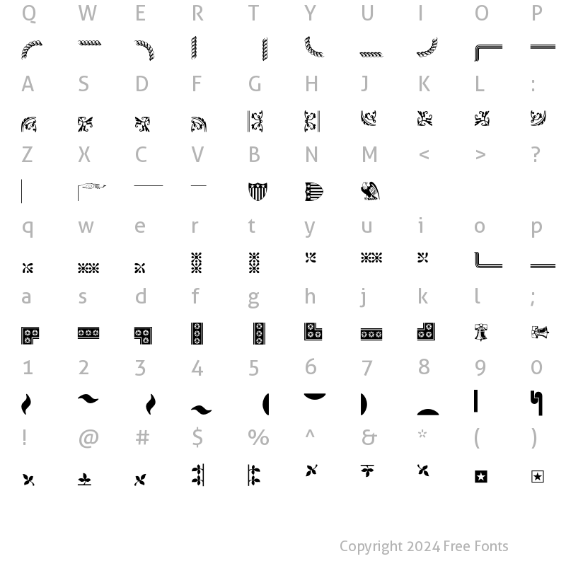 Character Map of BordersOrnaments P01 Regular