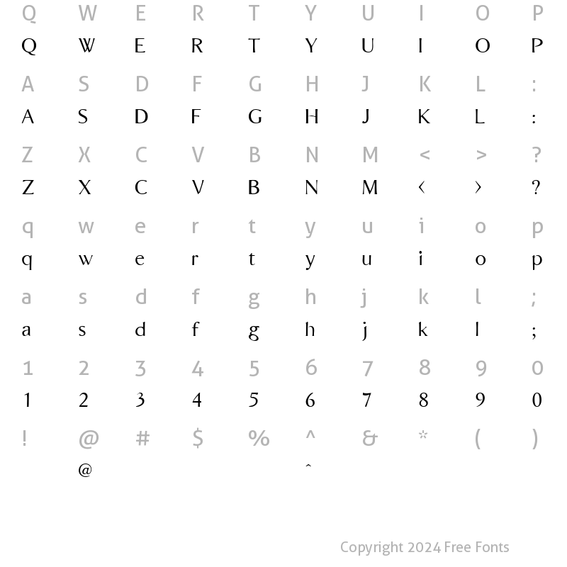 Character Map of Bordini (Unregistered) Regular