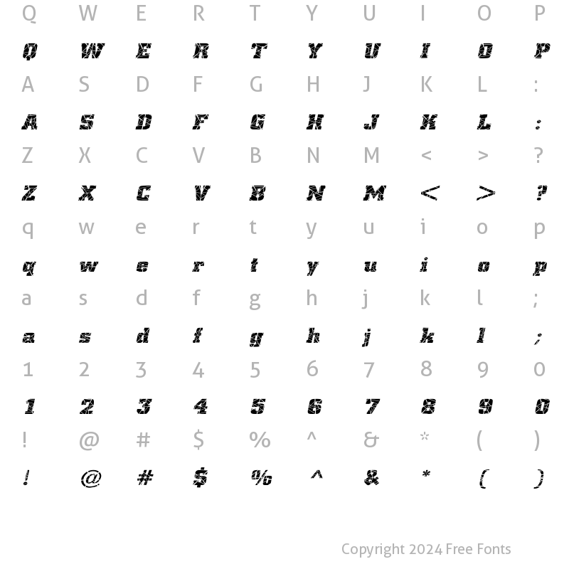 Character Map of Borghs-Cracked-Extended Italic