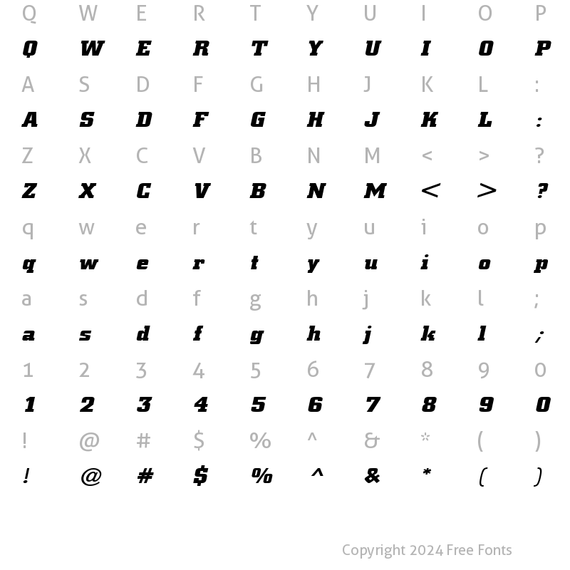 Character Map of Borghs-Extended Italic