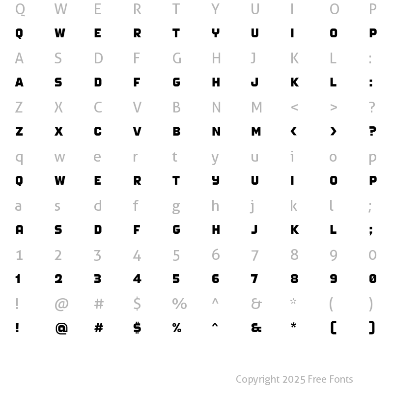 Character Map of Borgstrand Pro Regular