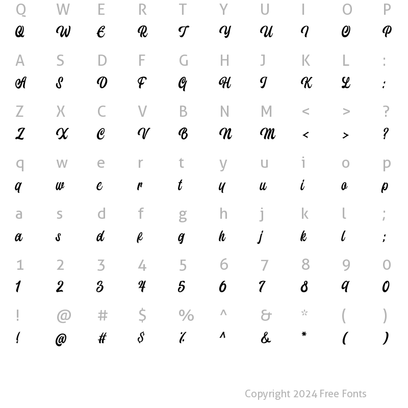 Character Map of Borsigiana Regular