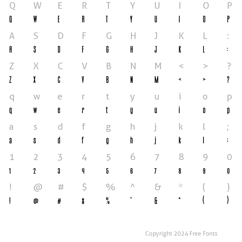 Character Map of Bortons Sans Regular